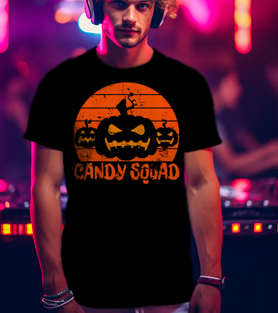Candy Squad Scary Pumpkin Trick Halloween T-Shirt