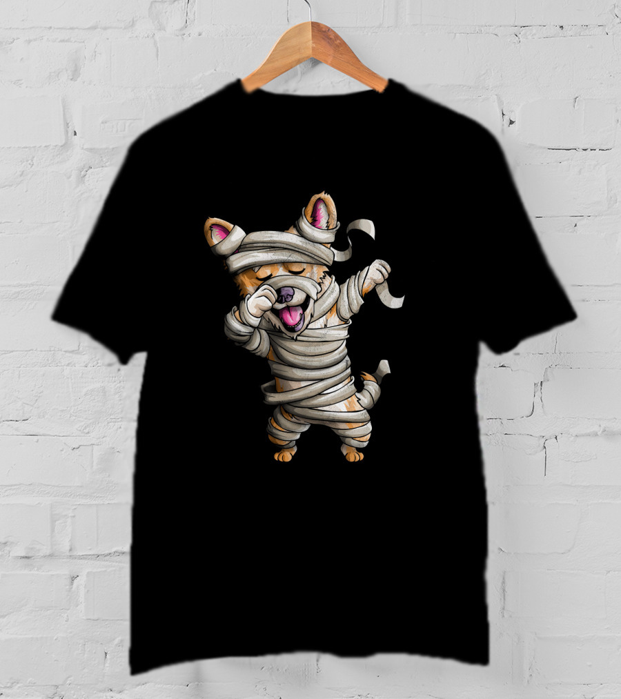 Cute Halloween Mummy Corgi Dabbing T-Shirt