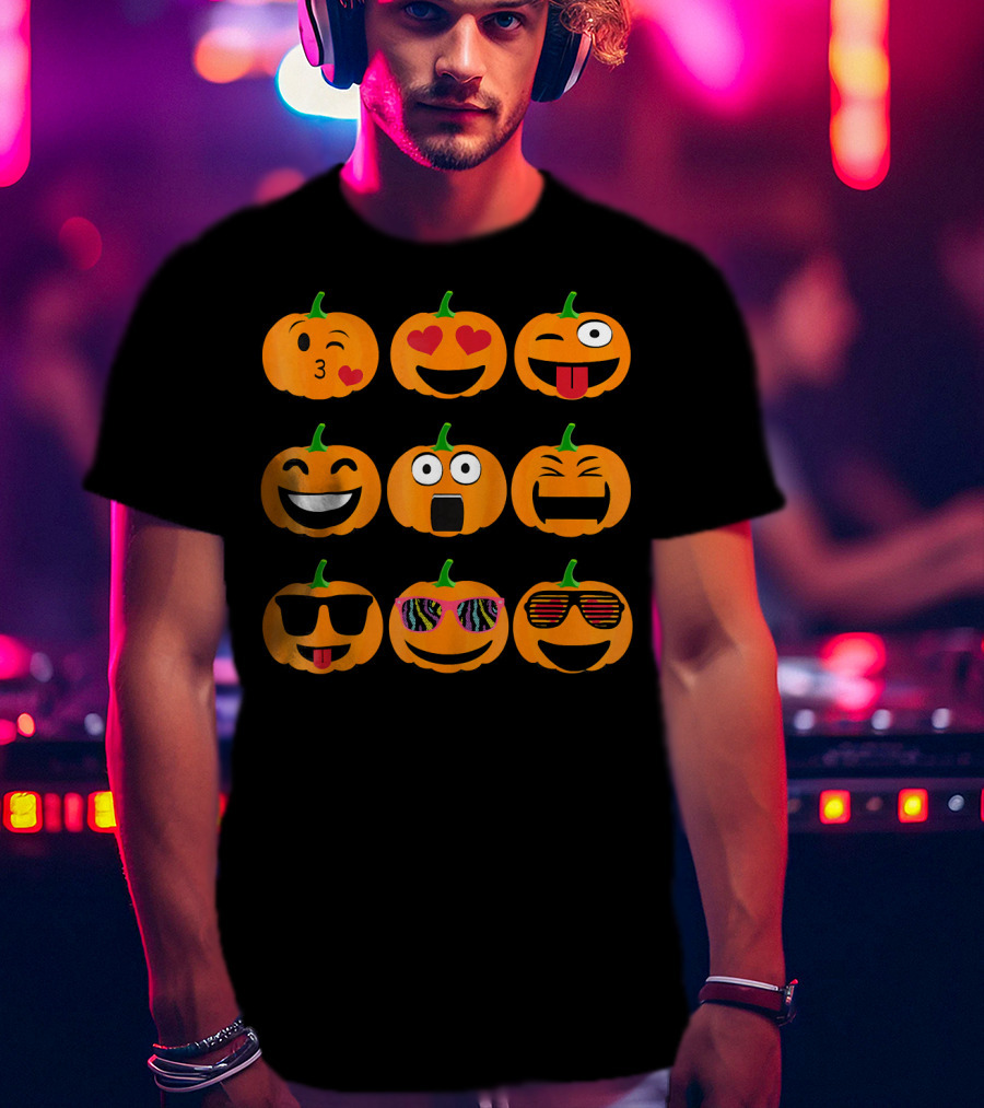 Emoji Pumpkin Jack O Lantern Expressions T-Shirt