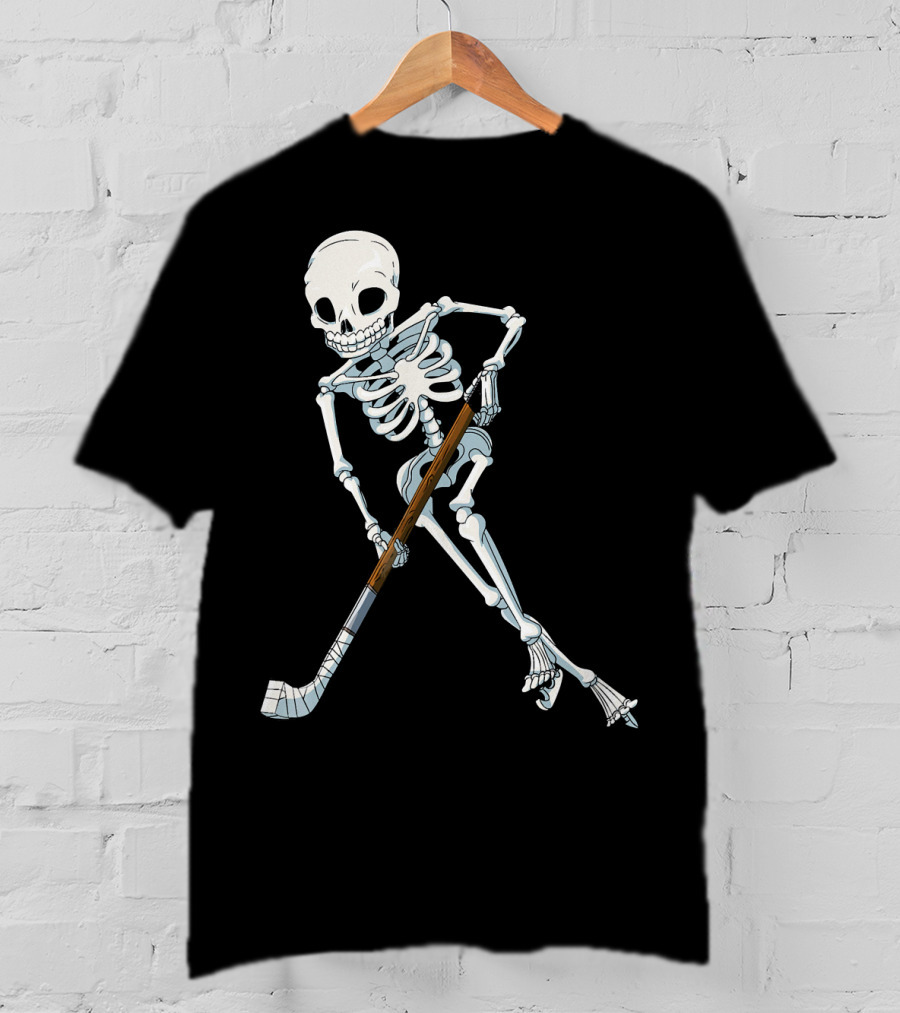 Skeleton Hockey Player Iconic Skating Pose T-Shirt