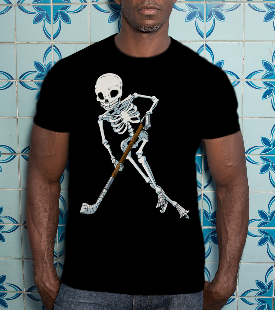 Skeleton Hockey Player Iconic Skating Pose T-Shirt