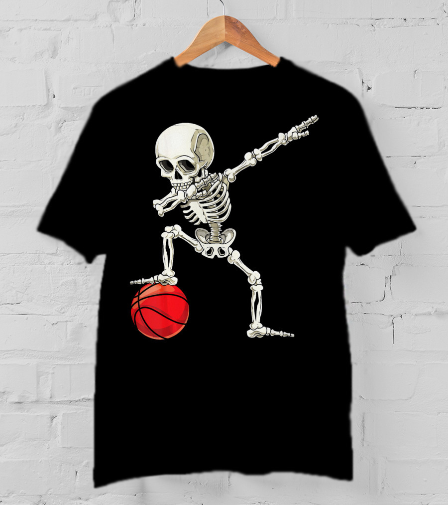 Dab Skeleton Dabbing Basketball Skeleton Pose T-Shirt