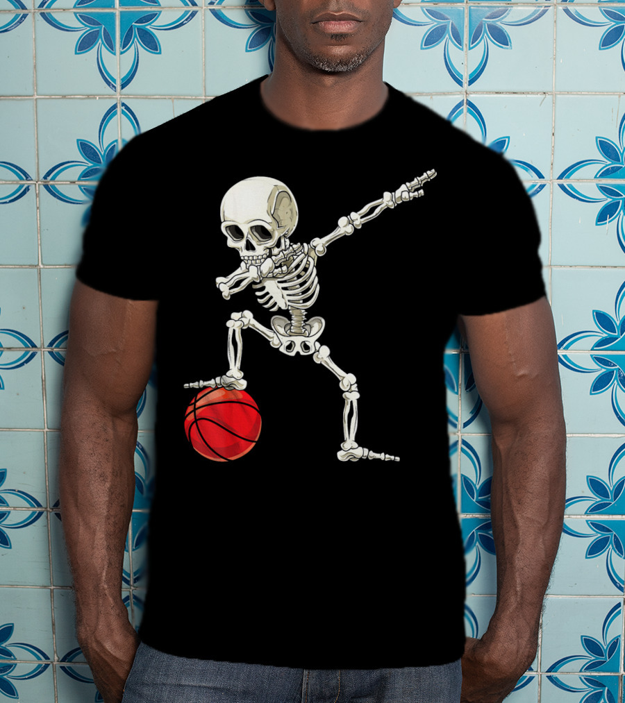 Dab Skeleton Dabbing Basketball Skeleton Pose T-Shirt