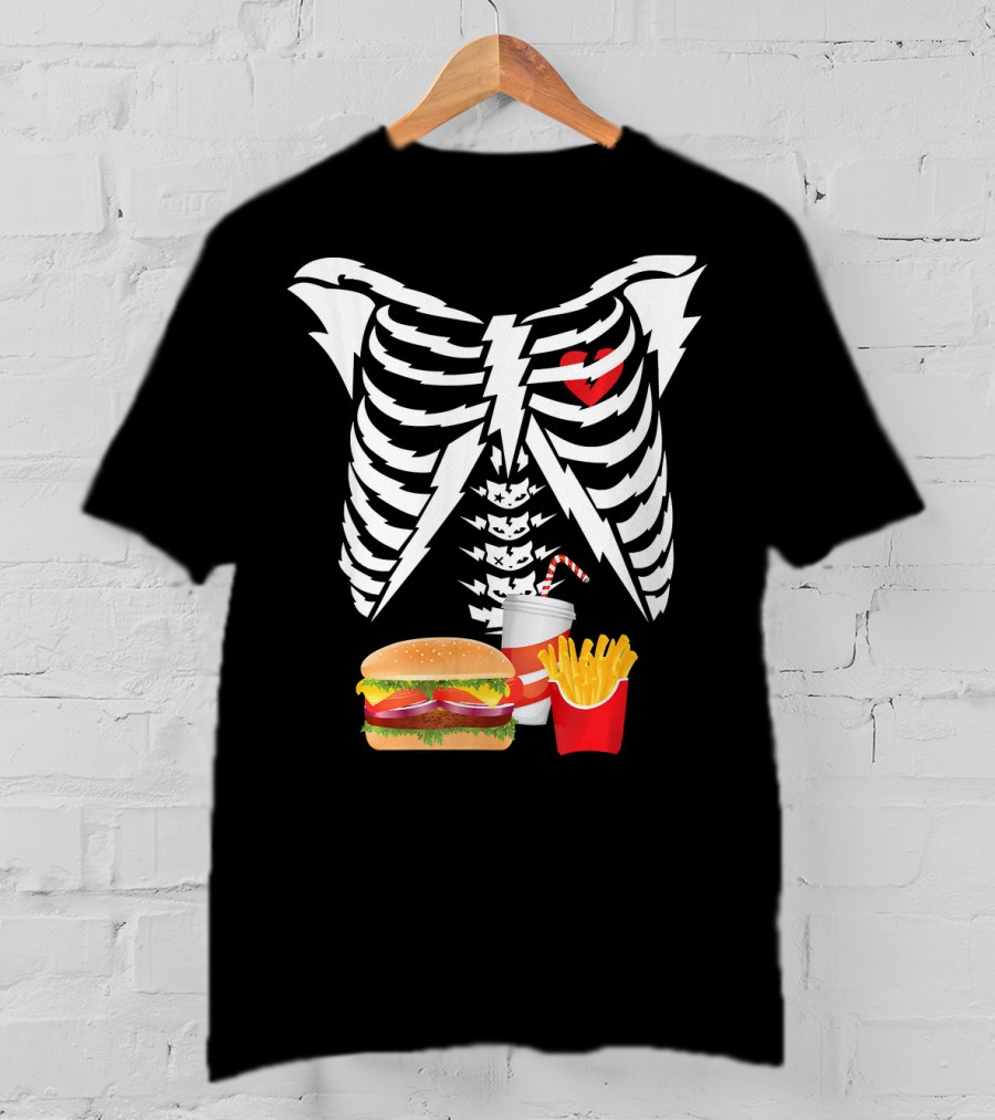 Xray Skeleton Rib Cage Burger Fries Drink Combo T-Shirt