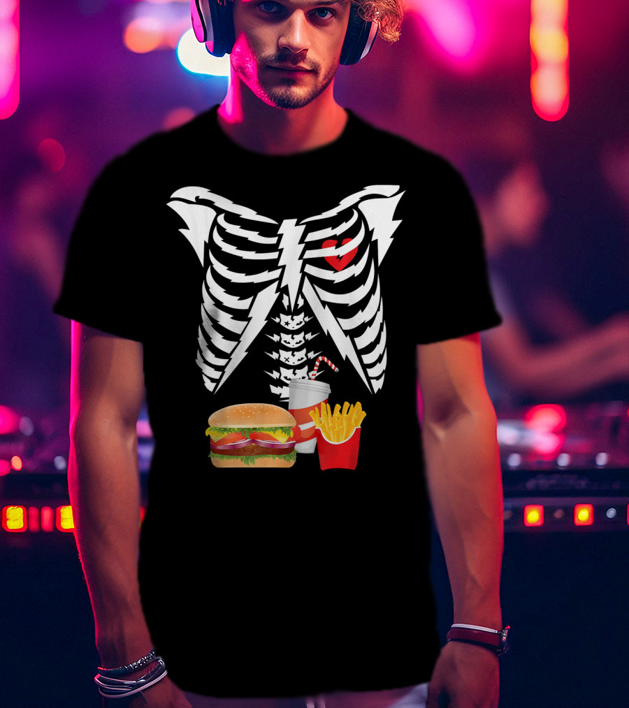 Xray Skeleton Rib Cage Burger Fries Drink Combo T-Shirt