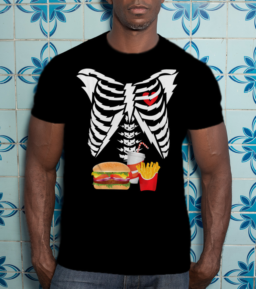 Xray Skeleton Rib Cage Burger Fries Drink Combo T-Shirt