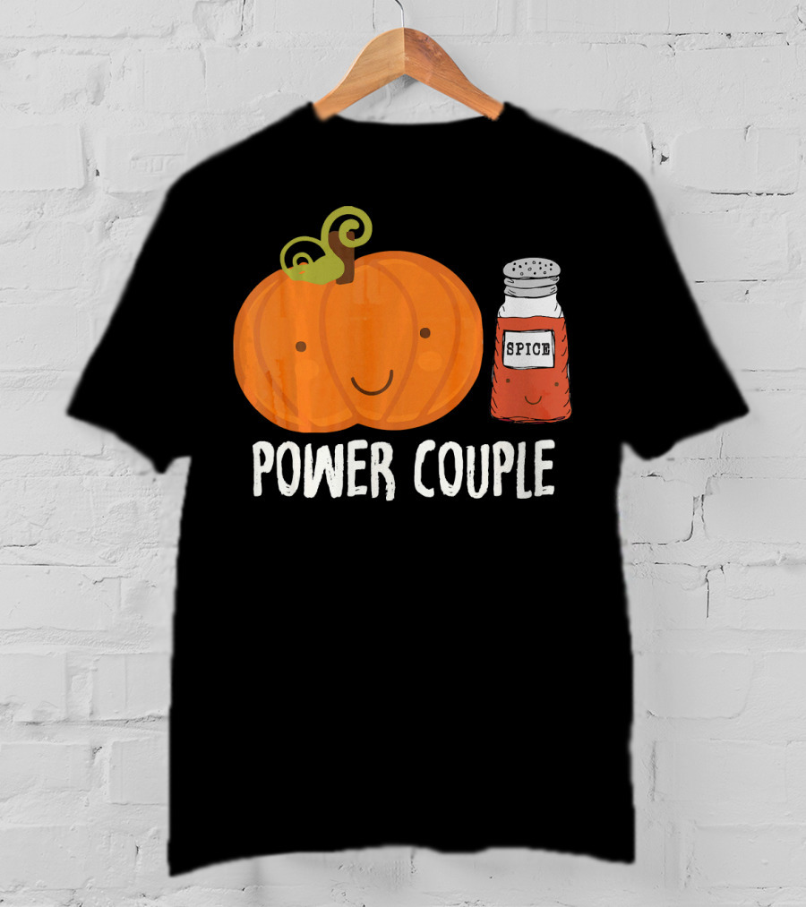 Pumpkin Spice Power Couple Cute Smiling Pumpkin With Spice Jar T-Shirt