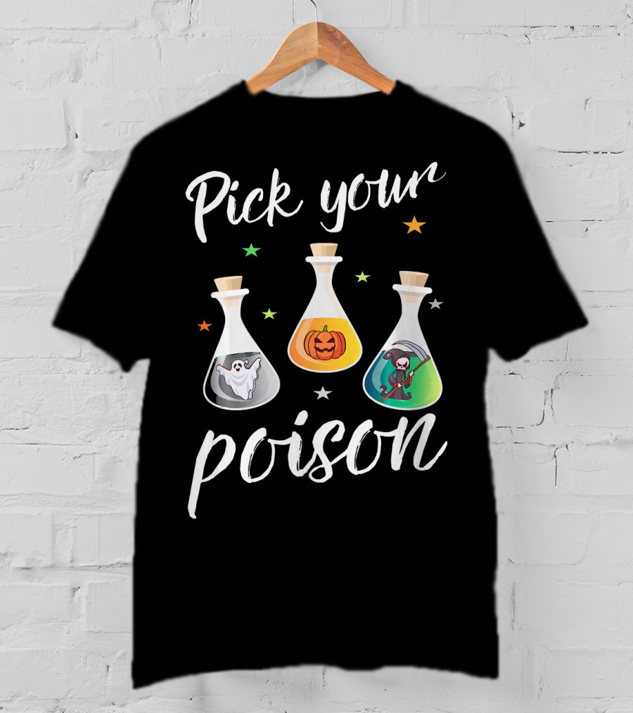 Pick Your Poison Ghost Pumpkin Grim Reaper Potions T-Shirt
