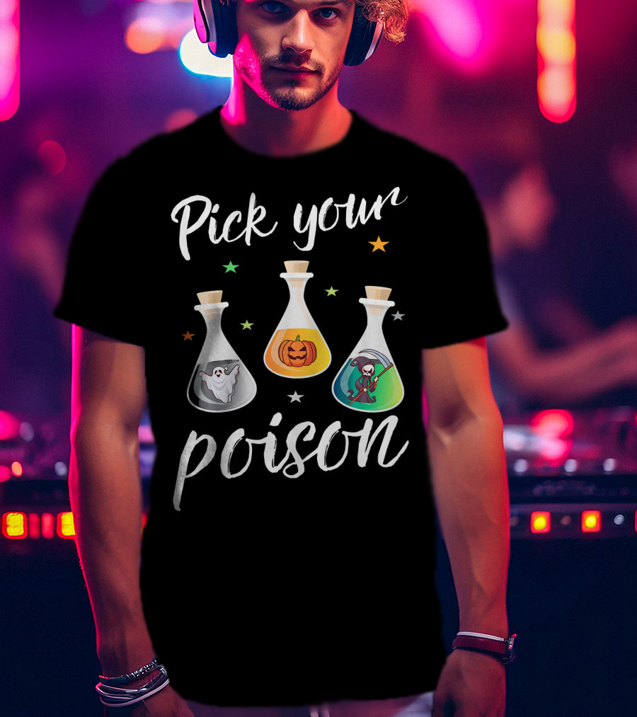 Pick Your Poison Ghost Pumpkin Grim Reaper Potions T-Shirt