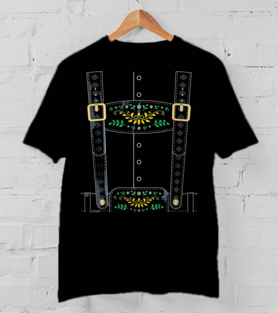 Lederhosen Oktoberfest Bavarian Floral Harness T-Shirt