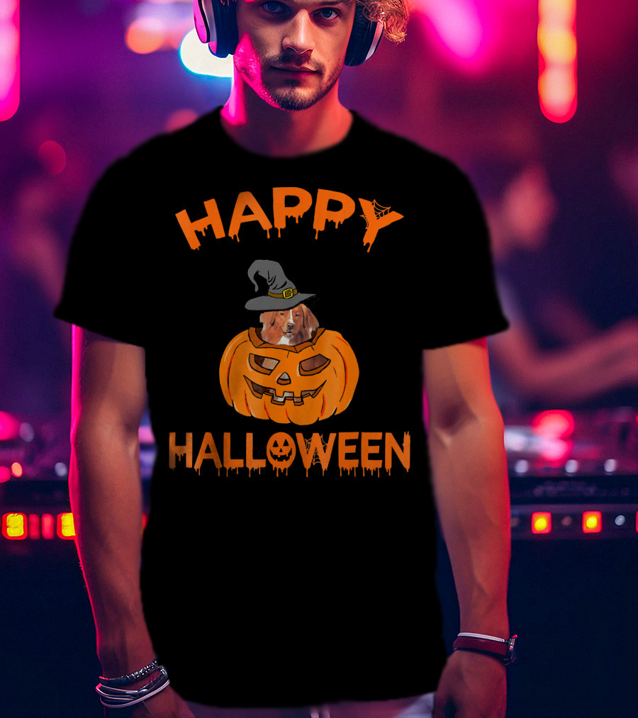 Happy Halloween Nova Scotia Duck Tolling Retriever Pumpkin T-Shirt