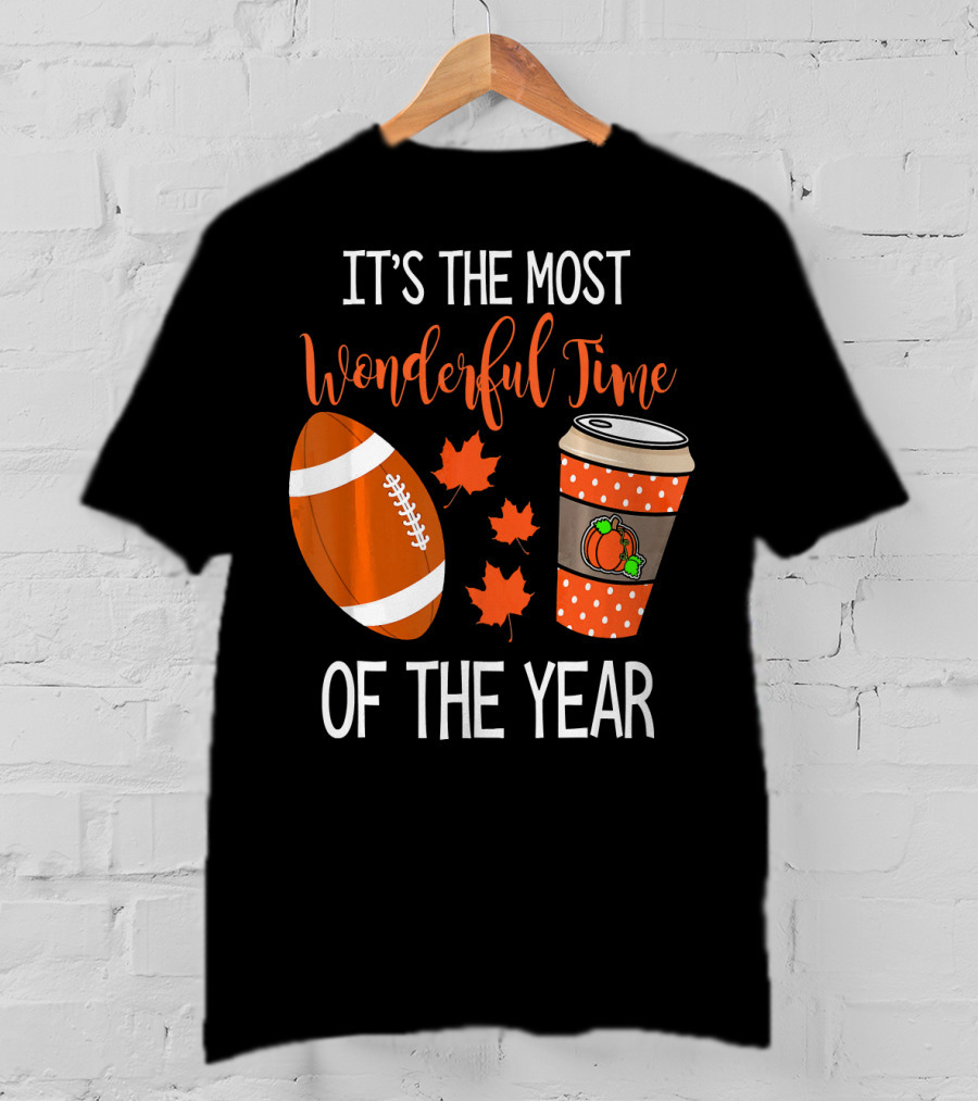 It's The Most Wonderful Time Of The Year Thanksgiving Halloween Pumpkin Football T-Shirt
