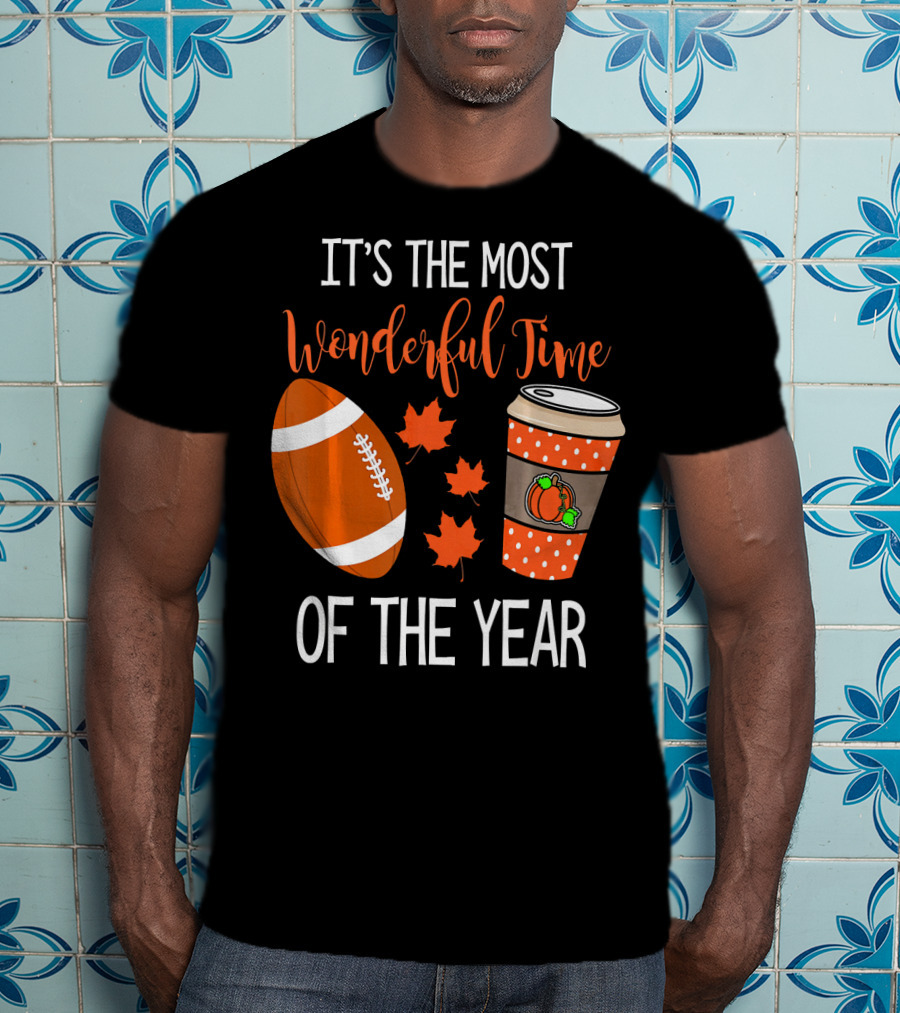 It's The Most Wonderful Time Of The Year Thanksgiving Halloween Pumpkin Football T-Shirt