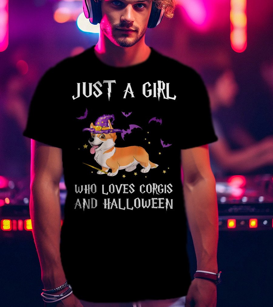 Just A Girl Who Loves Corgis And Halloween T-Shirt