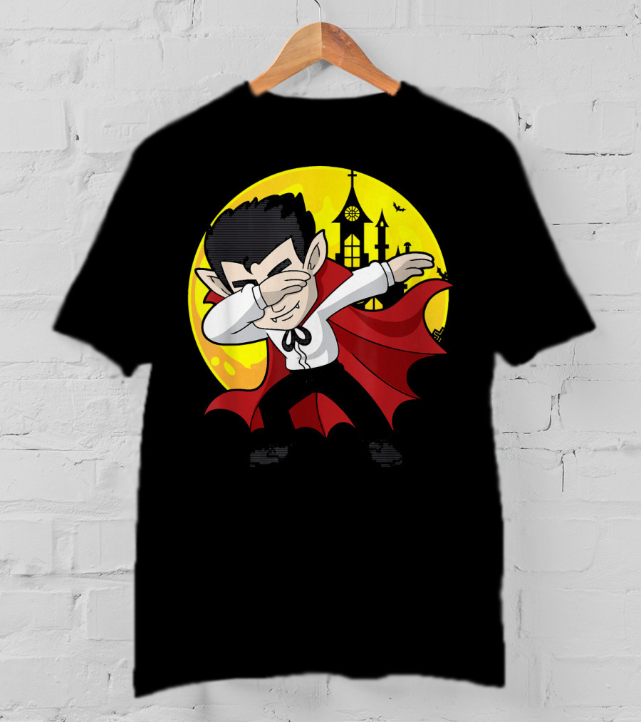Vampire Dabbing Halloween Costume Dab Moon Castle T-Shirt