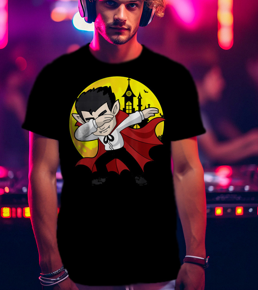 Vampire Dabbing Halloween Costume Dab Moon Castle T-Shirt