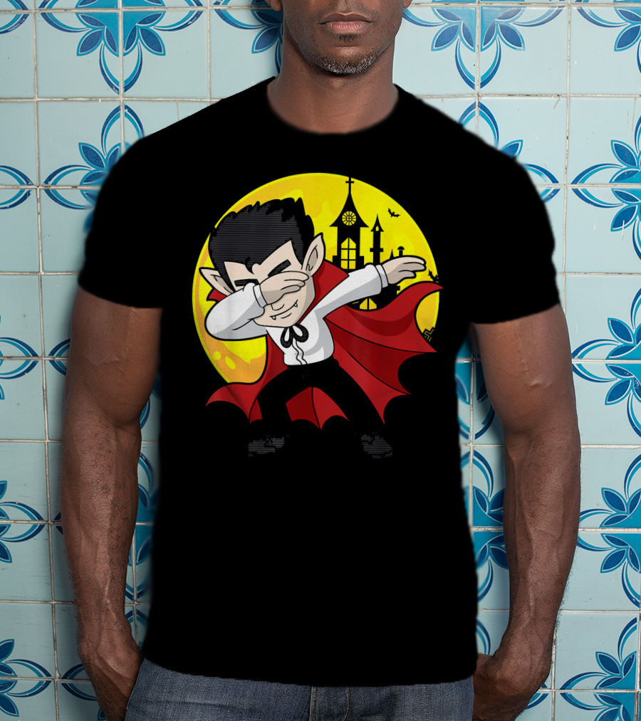 Vampire Dabbing Halloween Costume Dab Moon Castle T-Shirt