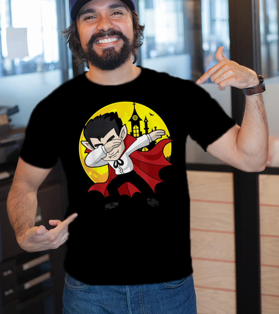 Vampire Dabbing Halloween Costume Dab Moon Castle T-Shirt