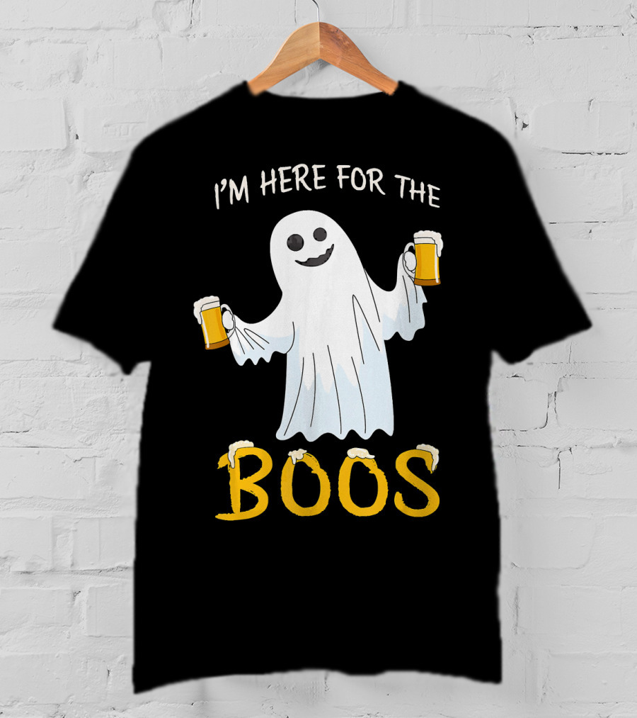 I'm Here For The Boos Funny Beer Ghost Halloween Humor T-Shirt