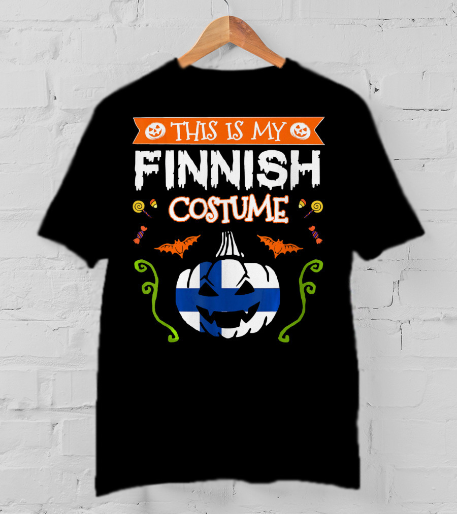 This Is My Finnish Costume Halloween Pumpkin With Finland Flag T-Shirt