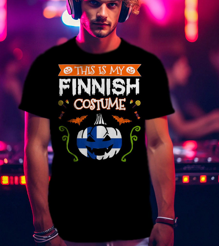 This Is My Finnish Costume Halloween Pumpkin With Finland Flag T-Shirt