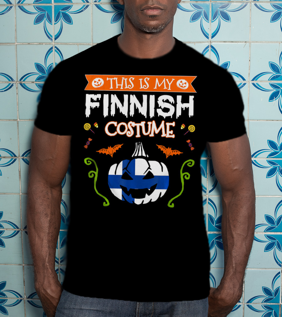 This Is My Finnish Costume Halloween Pumpkin With Finland Flag T-Shirt
