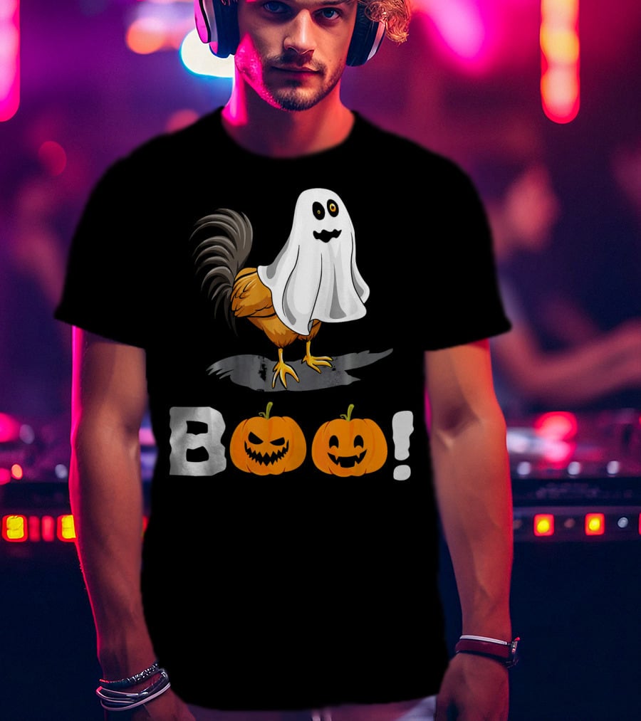 Boo Chicken Halloween Costume With Pumpkins T-Shirt