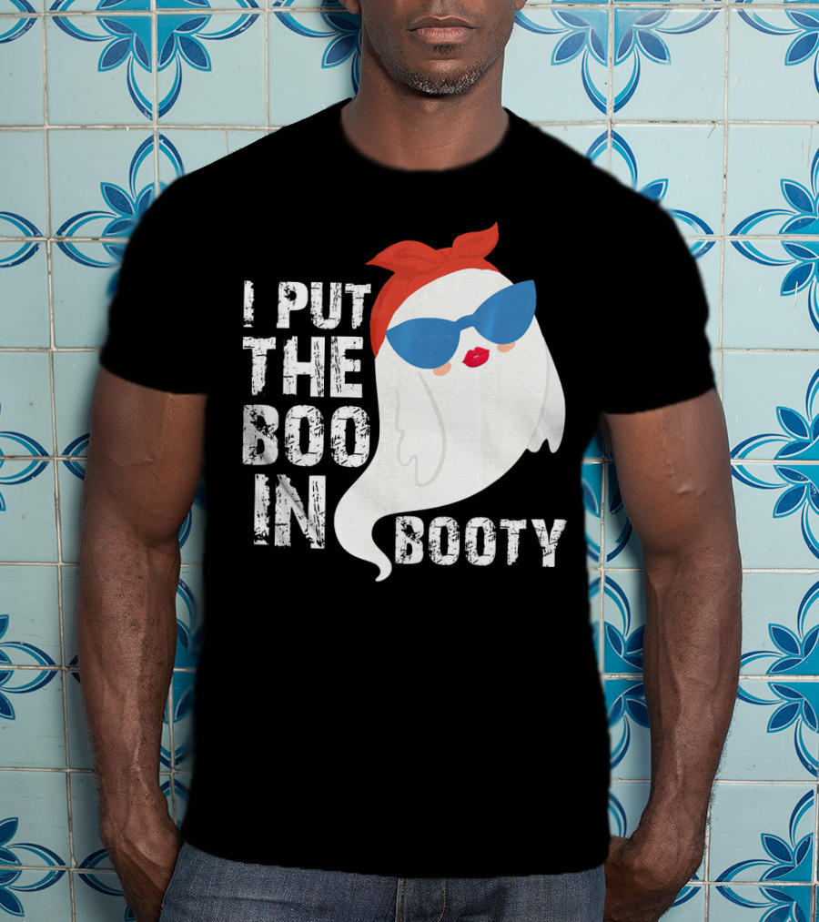 I Put The Boo In Booty Ghost With Sunglasses And Red Bandana T-Shirt