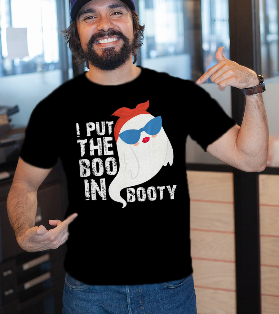 I Put The Boo In Booty Ghost With Sunglasses And Red Bandana T-Shirt