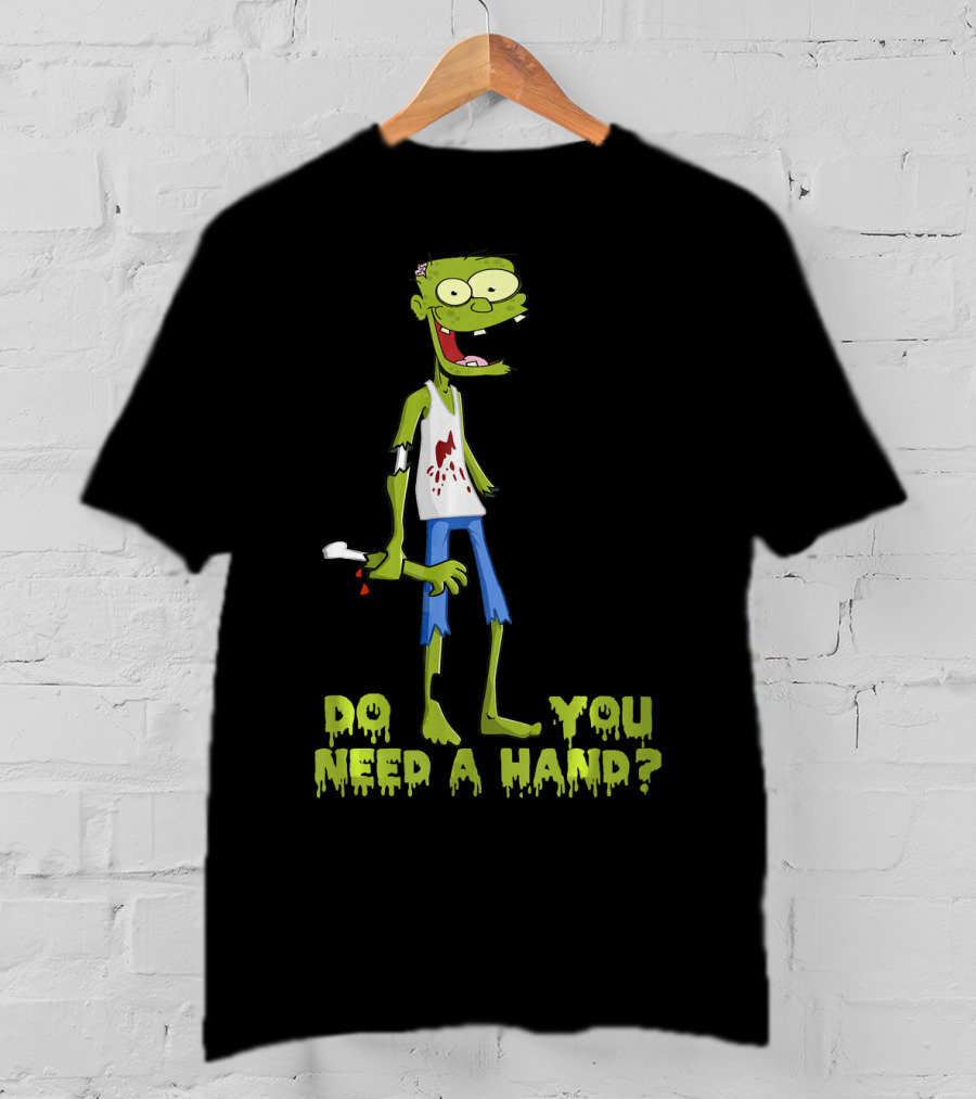 Do You Need A Hand Funny Zombie Cartoon With Detached Limb And Dripping Blood T-Shirt