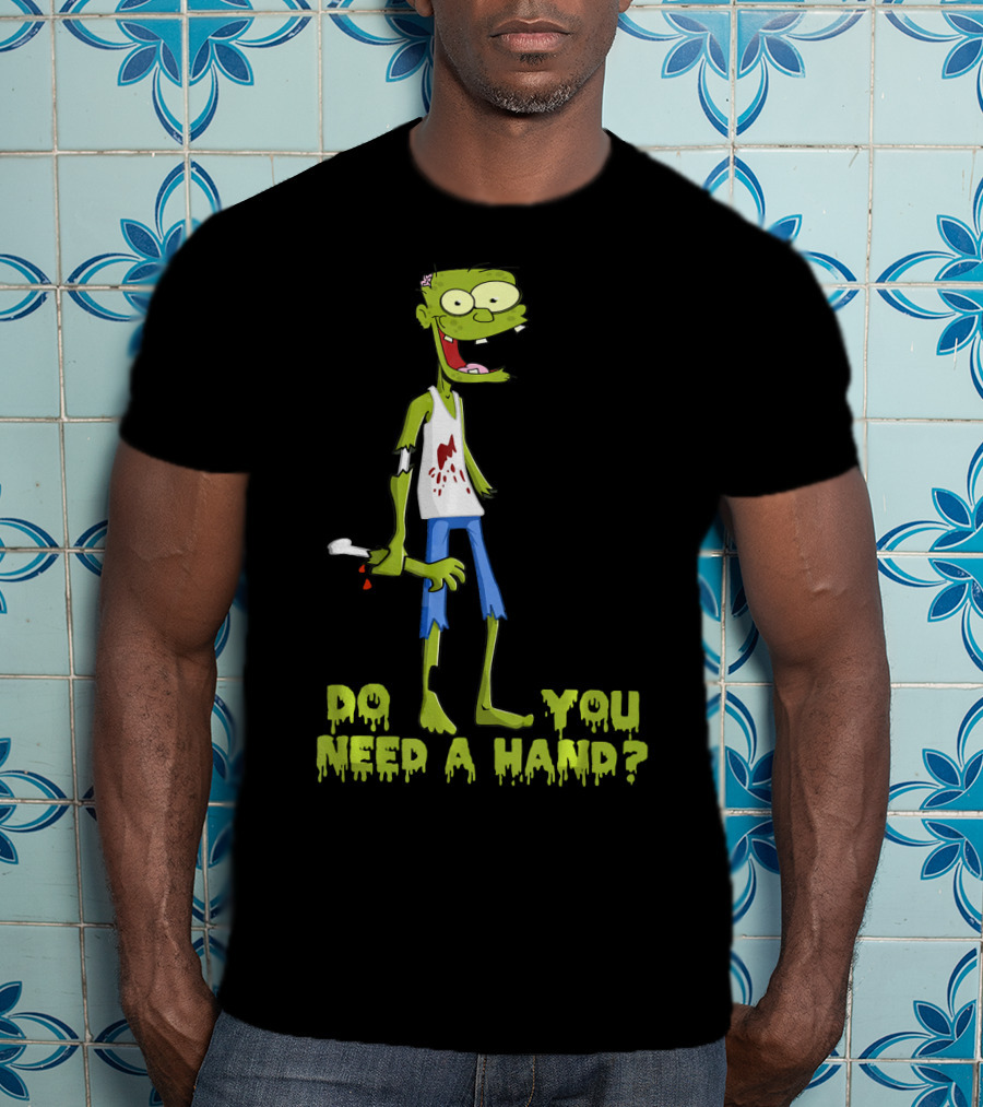 Do You Need A Hand Funny Zombie Cartoon With Detached Limb And Dripping Blood T-Shirt