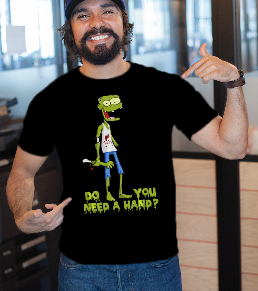 Do You Need A Hand Funny Zombie Cartoon With Detached Limb And Dripping Blood T-Shirt