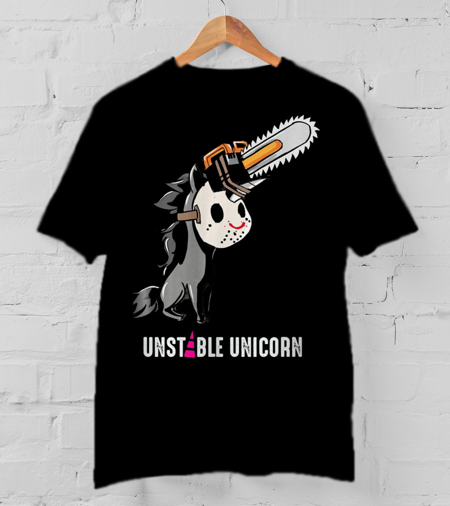UNSTABLE UNICORN Chainsaw Halloween Masquerade T-Shirt