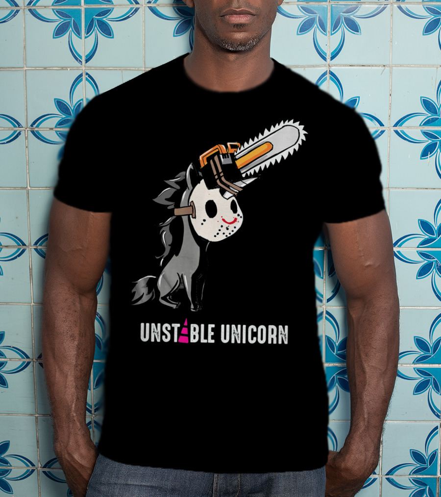 UNSTABLE UNICORN Chainsaw Halloween Masquerade T-Shirt