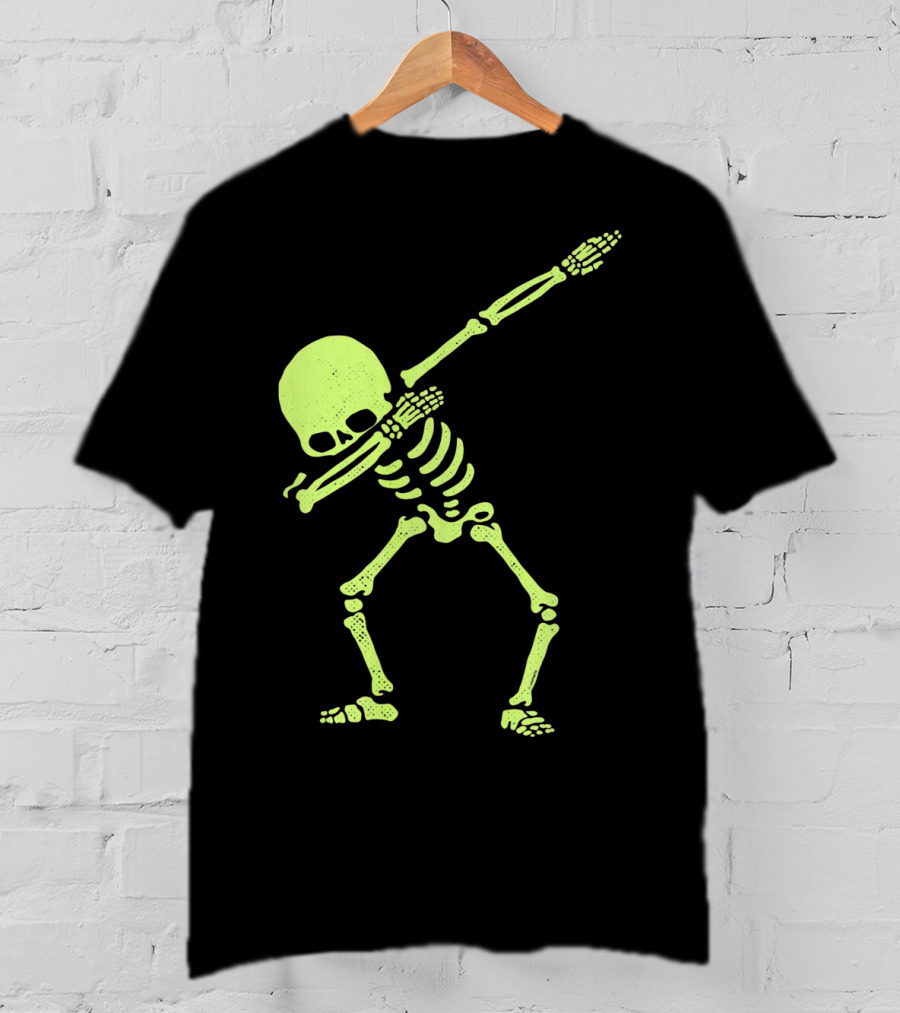 Dabbing Skeleton Glow In The Dark Hip Hop Skull T-Shirt