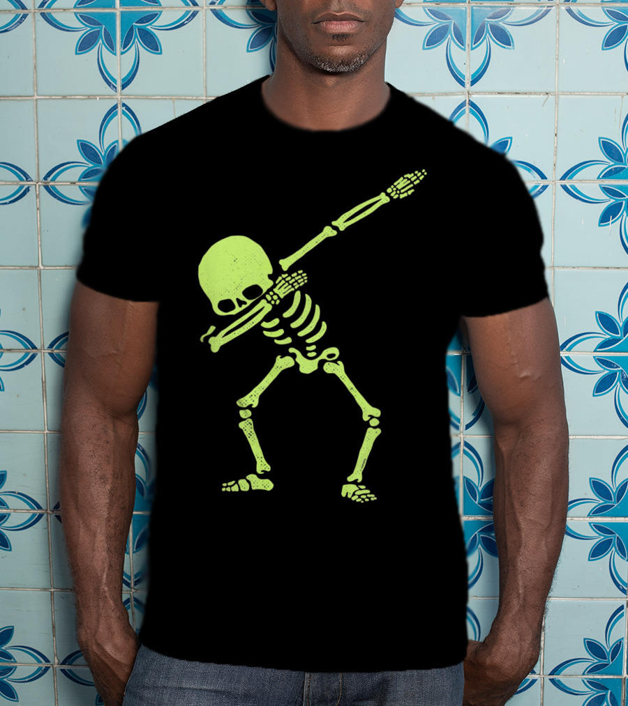 Dabbing Skeleton Glow In The Dark Hip Hop Skull T-Shirt