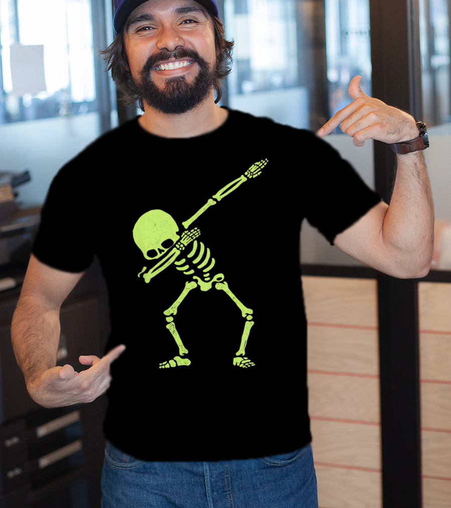 Dabbing Skeleton Glow In The Dark Hip Hop Skull T-Shirt