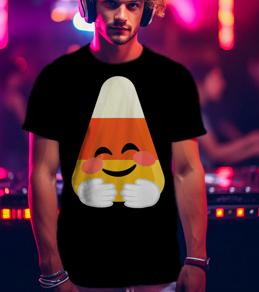 Candy Corn Emoji Hugs Embrace T-Shirt