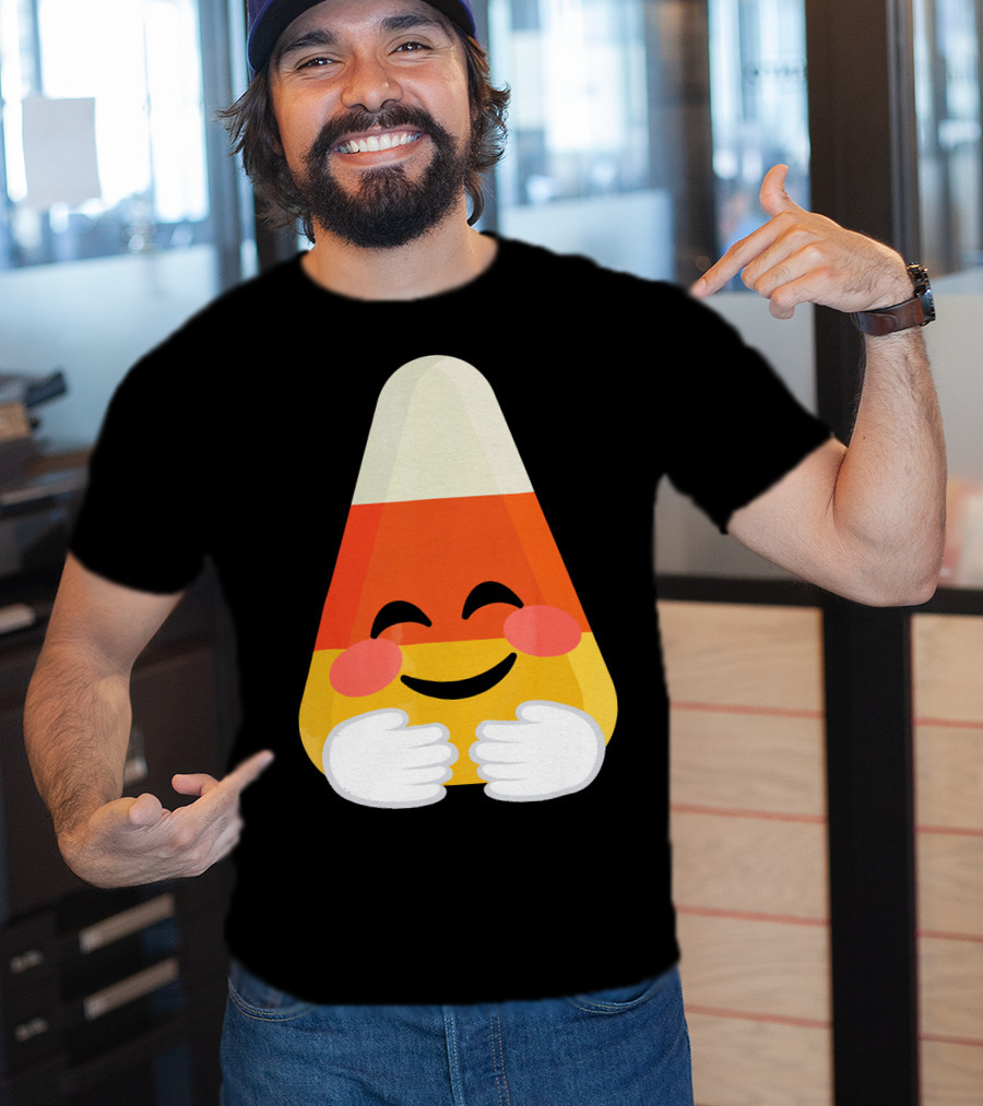 Candy Corn Emoji Hugs Embrace T-Shirt