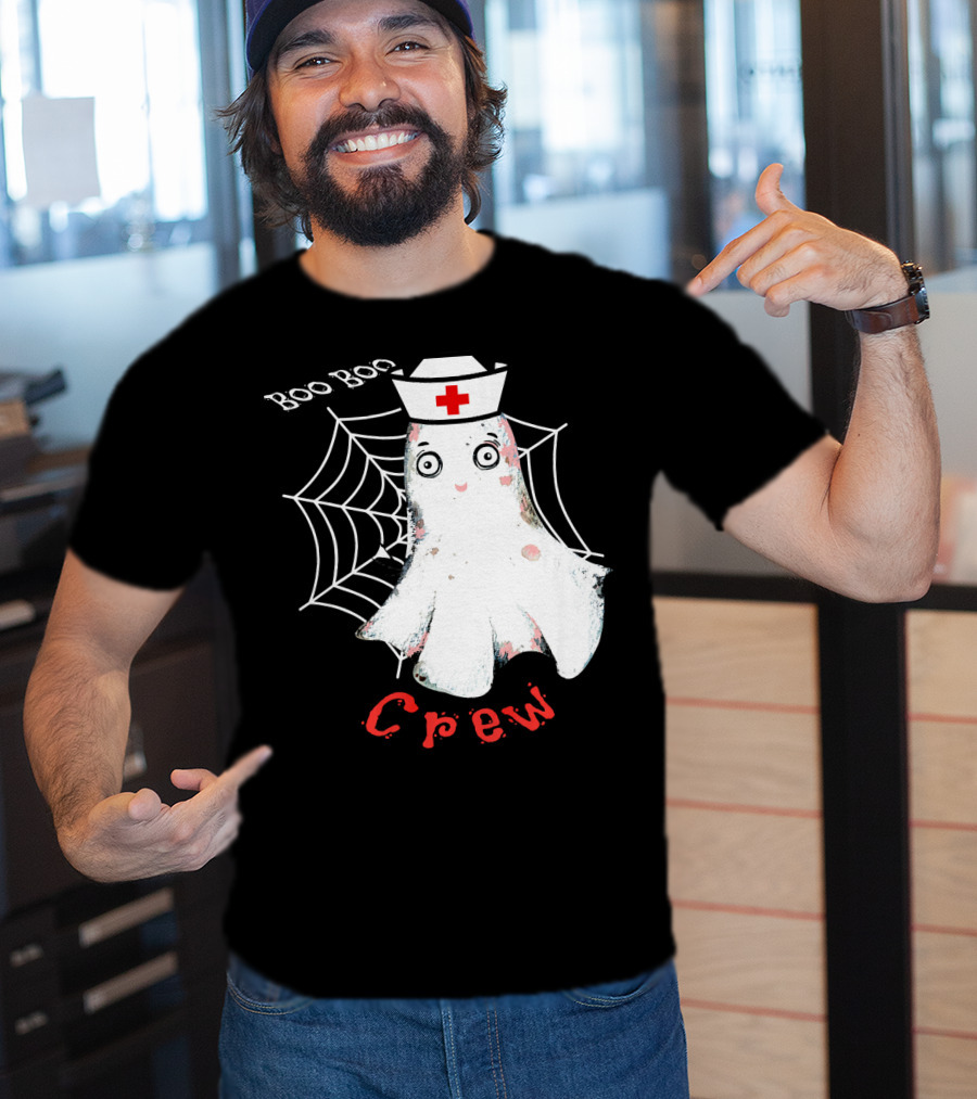 Boo Boo Crew Nurse Ghost Halloween Costume Spooky Spiderweb T-Shirt