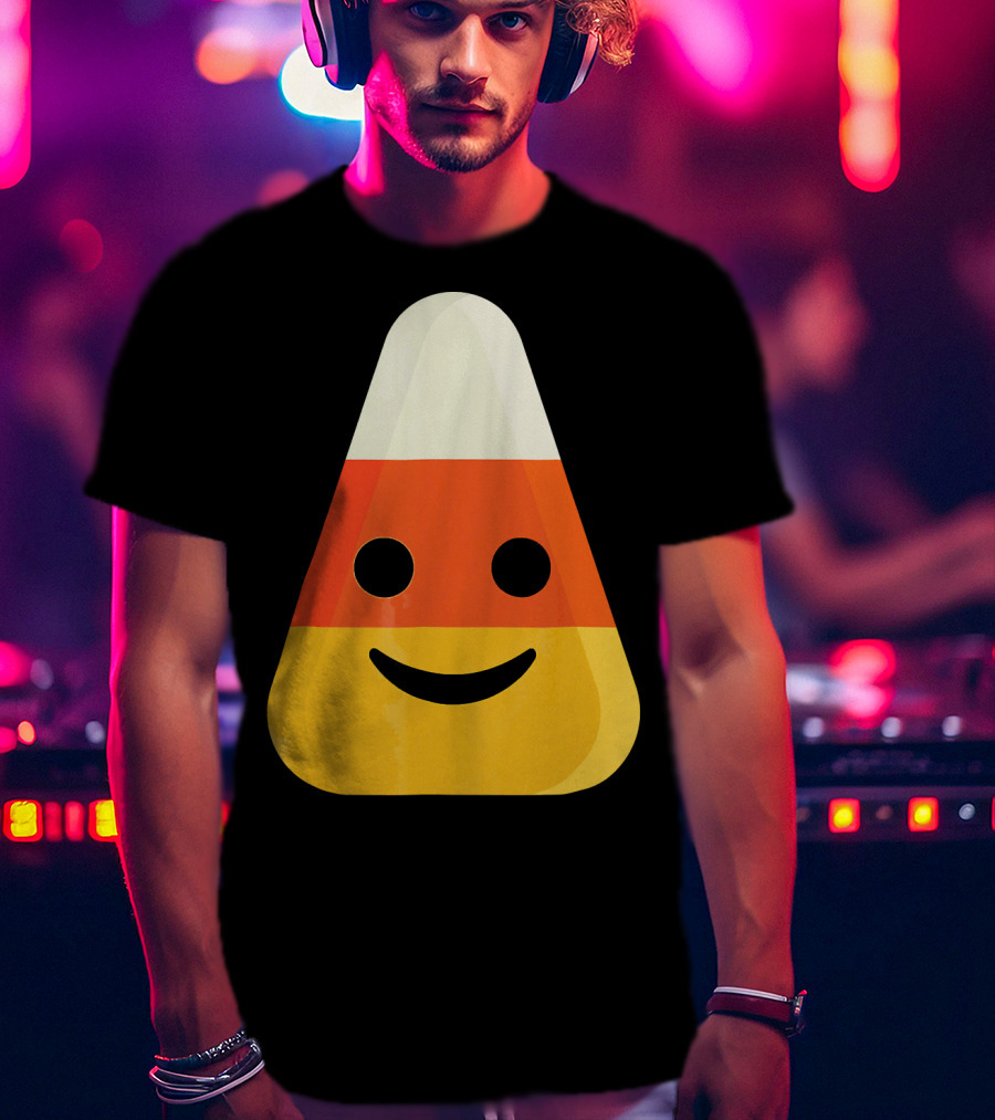 Candy Corn Smiling Emoji Face T-Shirt