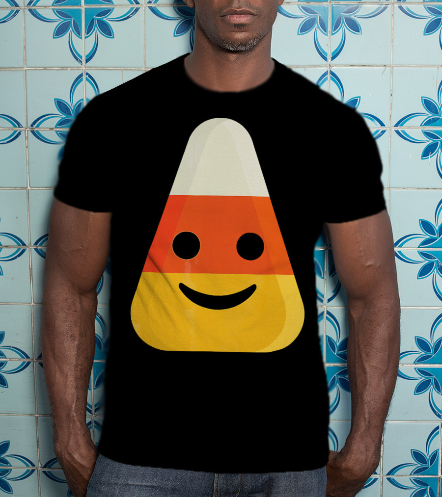 Candy Corn Smiling Emoji Face T-Shirt