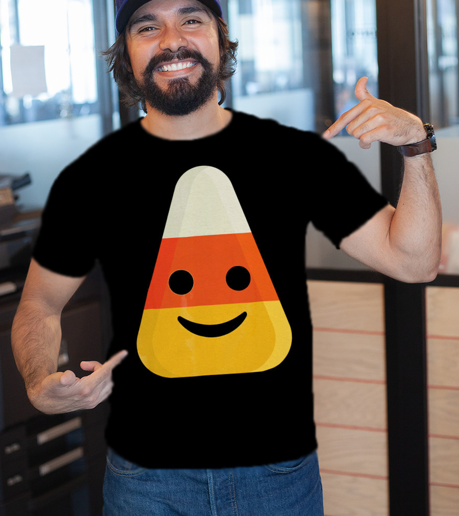 Candy Corn Smiling Emoji Face T-Shirt