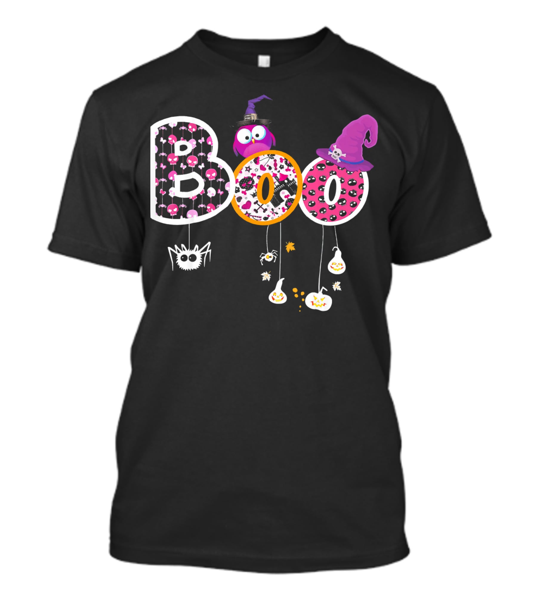 Boo Halloween Ghosts Spiders Witch Hats Funny Faces T-Shirt