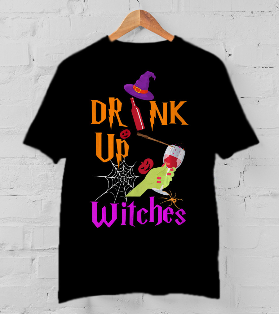Drink Up Witches Halloween Costume Wine Dark Vibe T-Shirt