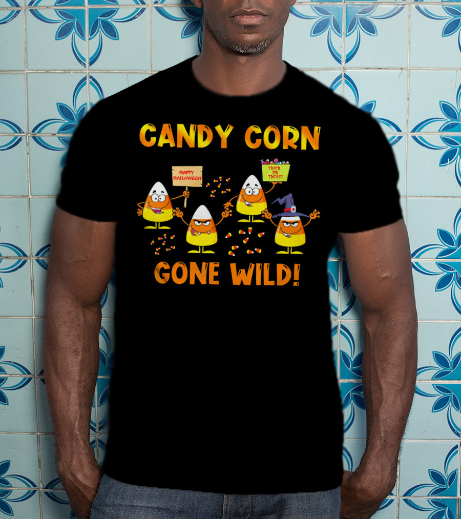 Candy Corn Gone Wild Happy Halloween Trick Or Treat T-Shirt