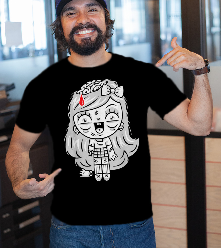 Cute Gore Zombie Horror Fan Goth Punk Bow Brain Bleeding Girl T-Shirt