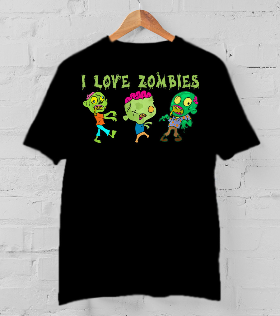 I Love Zombies Funny Zombie Cartoon Characters T-Shirt