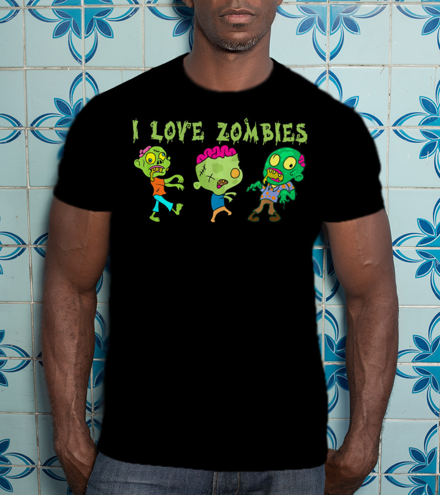 I Love Zombies Funny Zombie Cartoon Characters T-Shirt