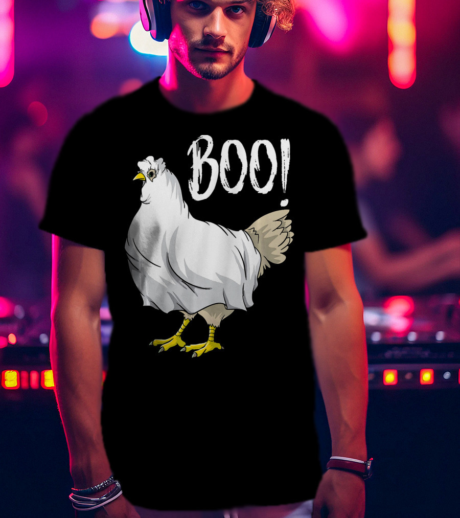 Chicken Ghost Boo Funny Farmer Halloween Chicken T-Shirt